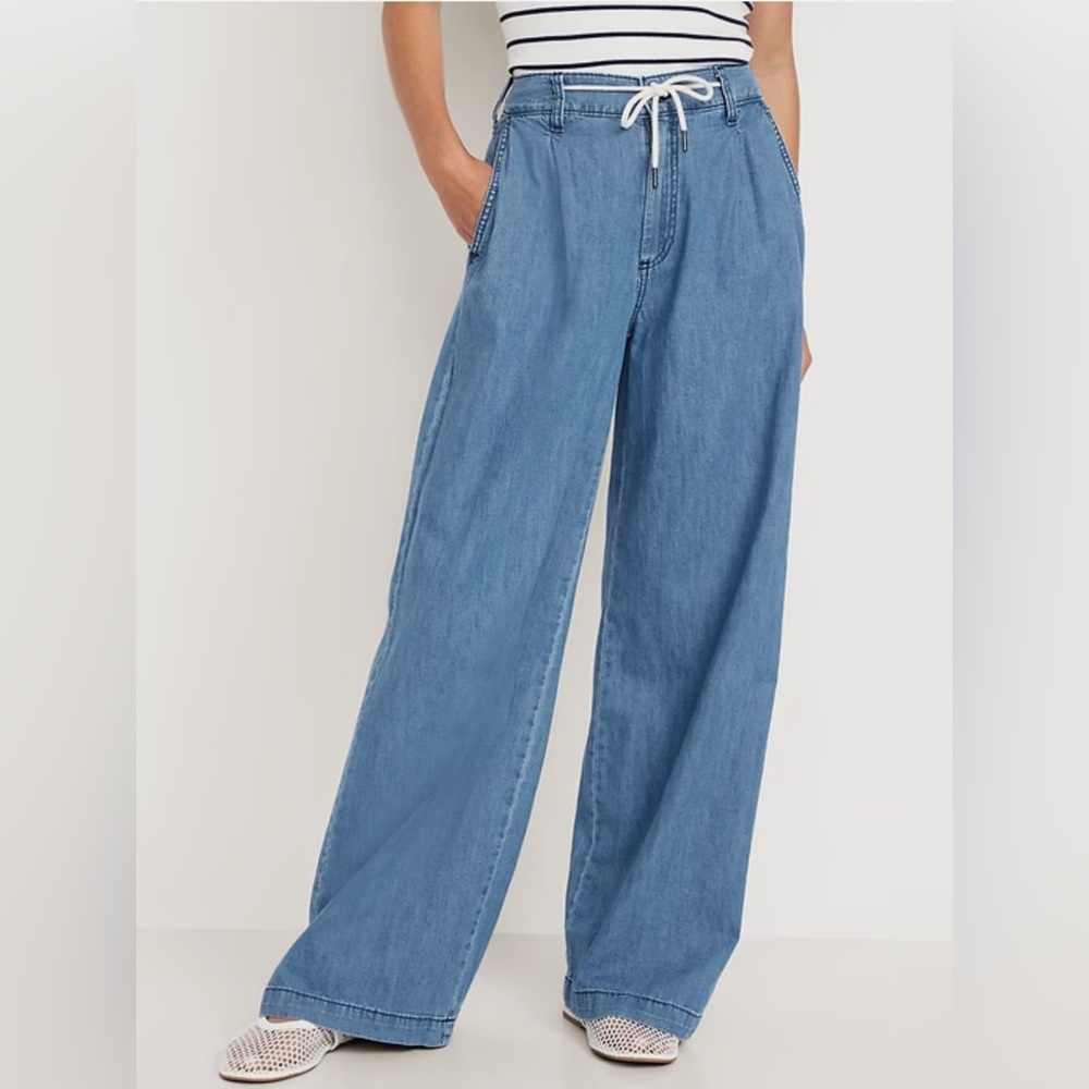 Old Navy High Rise Drapey Drawcord Wide Leg Pants